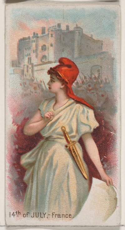 14. Juli, Frankreich, aus der Feiertagsserie N80 für Duke-Zigaretten, 1890 von George S. Harris and Sons