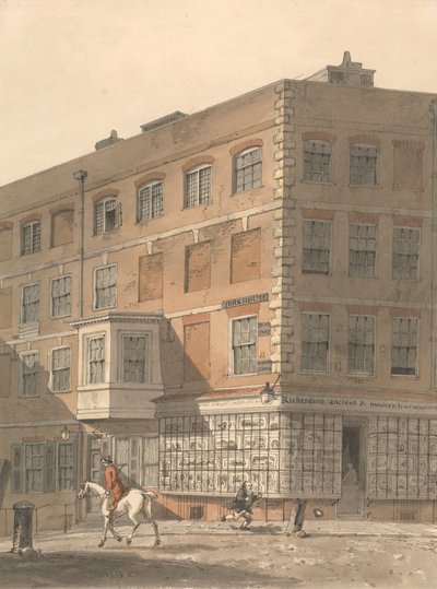 York House, die Ecke der Villiers Street und des Strands, mit Richardsons Ancient and Modern Print Warehouse im Vordergrund von George Shepheard