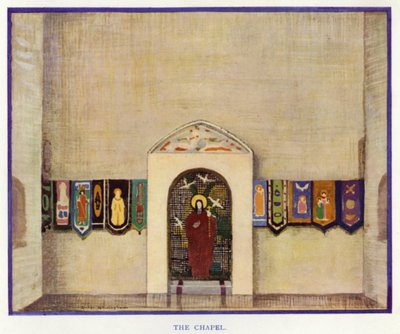 Die Gouvernante von Sheridan: Die Kapelle (Farblithografie) von George Sheringham