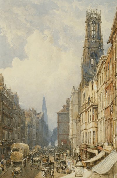 Fleet Street Blick auf Temple Bar mit Old St. Dunstans und St. Clement Danes, 1834 von George Sidney Shepherd