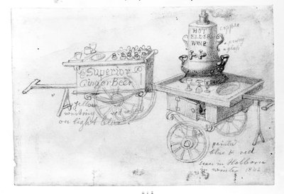 Ingwerbier- und heißer Holunderweinstand in Holborn, 1842 von George Snr Scharf