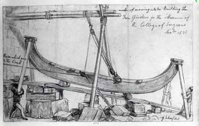 Bewegung der Eisenträger zum Bau des Hunterian Museums am Royal College of Surgeons, 1835 von George Snr Scharf