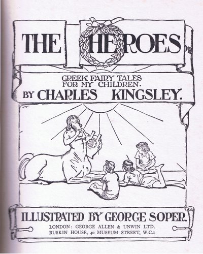 Titelseitengestaltung, aus Die Helden, veröffentlicht von George Allen und Unwin 1929 von George Soper