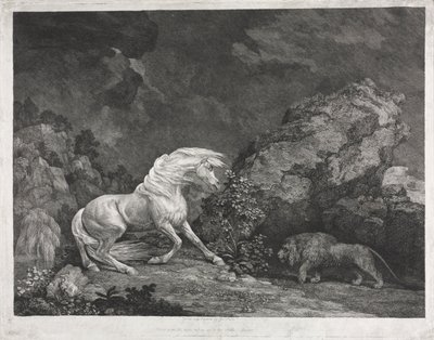 Ein von einem Löwen erschrecktes Pferd, 1777 von George Stubbs