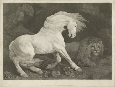 Das Pferd und der Löwe, 1770 (Mezzotinto) von George Townley Stubbs