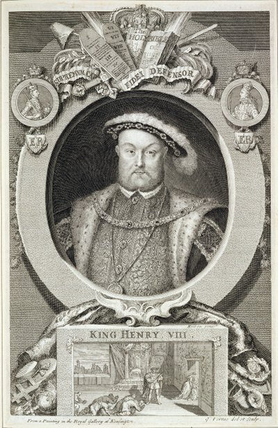 Heinrich VIII. (1491-1547), nach einem Gemälde in der Royal Gallery in Kensington von George Vertue