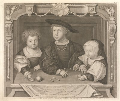 Drei Kinder von König Heinrich VII. und Elizabeth von York, seiner Königin von George Vertue