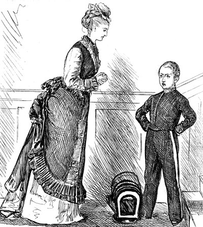 Eine Mutter diszipliniert ihr unartiges Kind von George du Maurier