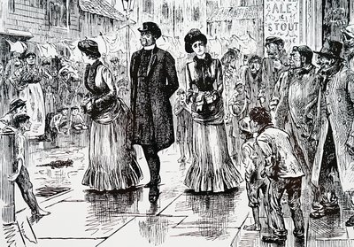 Eine Inspektion der unteren Schichten. Von George du Maurier (1834-1896), einem französisch-britischen Karikaturisten und Autor von George du Maurier