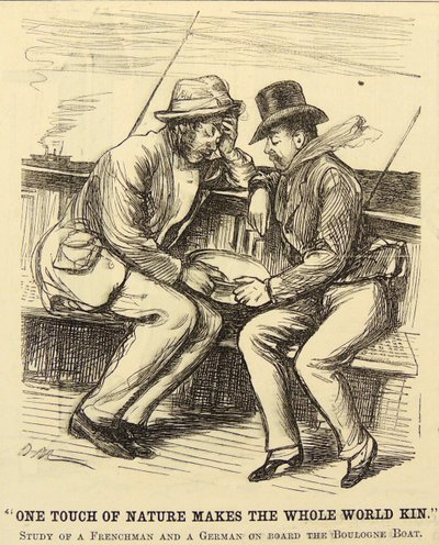 Bootspassagiere leiden an Seekrankheit. George du Maurier Karikatur aus 