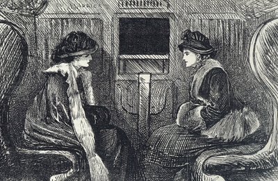 Karikatur von Passagieren in der Londoner U-Bahn von George du Maurier