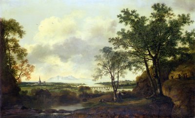 Capriccio-Ansicht von Chichester mit Figuren und Vieh im Vordergrund von George of Chichester Smith