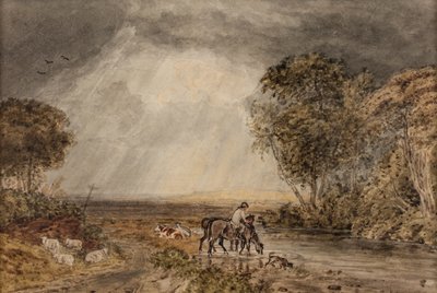 Landschaft [Die Heimkehr], Datum unbekannt (Aquarell auf Papier) von George the Younger Barret