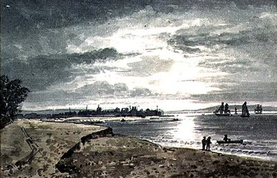 Blick auf den Fluss Adur mit New Shoreham in der Ferne von George the Younger Barret