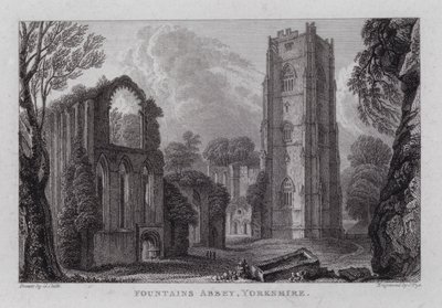 Fountains Abbey, Yorkshire (Stich) von George the Younger Cuitt