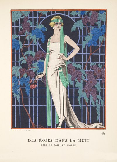 Rosen in der Nacht, aus einer Sammlung von Modeplatten von Georges Barbier