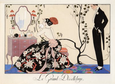 Le Grand Décolletage, Gravur von H. Reidel von Georges Barbier