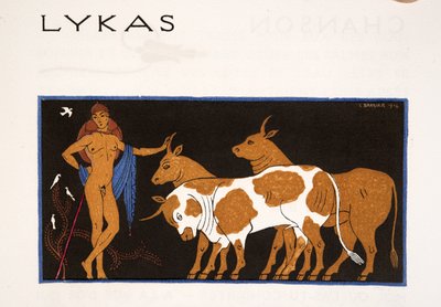 Lykas, Illustration aus Les Chansons de Bilitis, von Pierre Louys, veröffentlicht 1922 von Georges Barbier