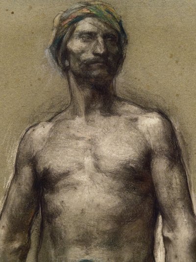 Studie eines nackten Mannes mit Turban (Detail) (ca. 1888). George Desvallieres (1861-1950). Pastell auf Papier, laminiert auf Karton. Musée des Beaux-Arts de la Ville de Paris, Petit Palais. von Georges Desvallieres