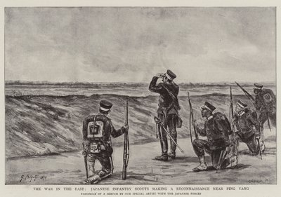 Der Krieg im Osten, japanische Infanteriespäher bei einer Aufklärung in der Nähe von Ping Yang von Georges Ferdinand Bigot
