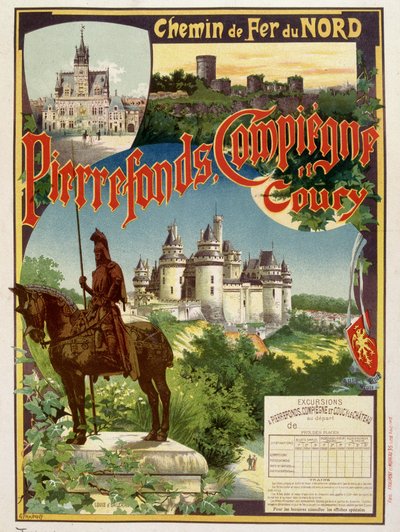 Pierrefonds, Compiègne und Coury - Werbeplakat der Railways du Nord, von G. Fraipont von Georges Fraipont