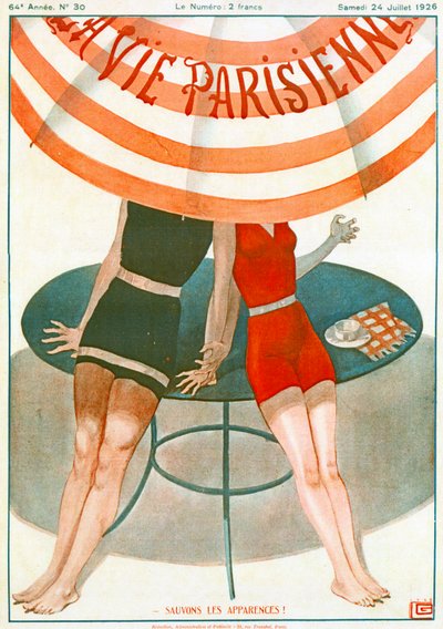 Liebende halten sich an den Händen, Illustration aus "La Vie Parisienne" von Georges Leonnec