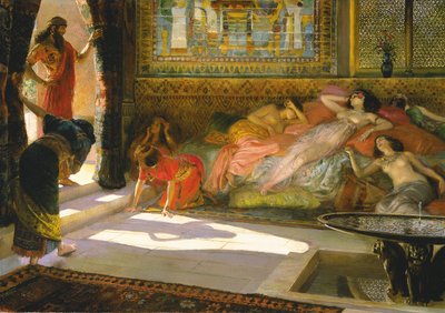 Neue Ankunft im Harem, Theben, 18. Dynastie von Georges Marie Rochegrosse