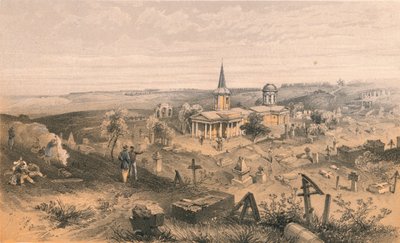 Quarantänefriedhof und Kirche mit französischer Batterie Nr. 50, 1856 von Georges McCulloch