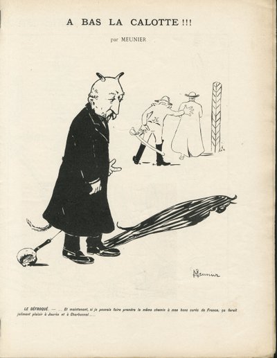 Illustration von Georges Meunier (1869-1934) in Le Panache, royalistische illustrierte Zeitschrift, 20/01/04 - Royalismus, Religion Glaube - Combes Emile, Teufel - Vermenschlichung von Georges Meunier