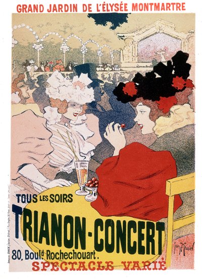 Plakat für die Shows im Trianon-Konzert im Garten des Pariser Kabaretts Elysee Montmartre, ca. 1900 von Georges Meunier