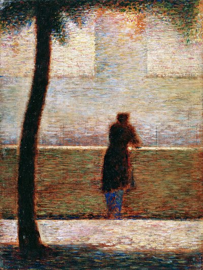 Ein Mann, der sich auf ein Geländer lehnt, ca. 1881 von Georges Pierre Seurat