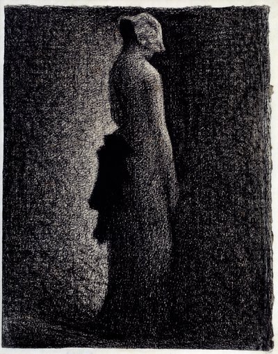 Der schwarze Knoten. Bleistiftzeichnung von Georges Seurat (1859-1891) um 1882 von Georges Pierre Seurat