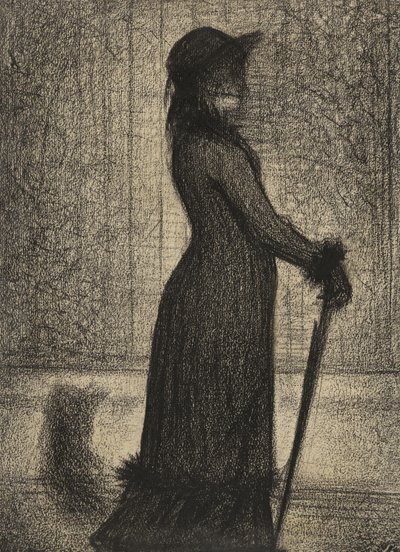 Une Elegante, Frau spaziert, ca. 1884 von Georges Pierre Seurat