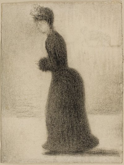 Frau mit Muff, um 1884 von Georges Pierre Seurat