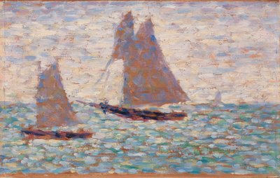 Zwei Segelboote in Grandcamp von Georges Seurat