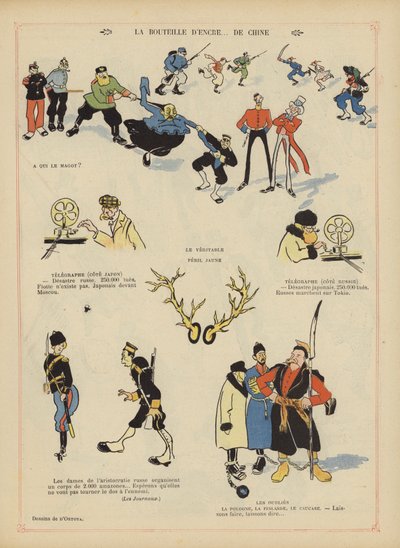 Satire auf den Russisch-Japanischen Krieg. Illustration für Le Rire von Georges d 1878 1937 Ostoya