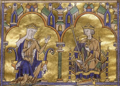 Blanche von Kastilien und König Ludwig IX. von Frankreich, aus der Toledo-Moralbibel von St. Louis, um 1227-1234 von Georgia Levan Ramishvili from Tbilisi