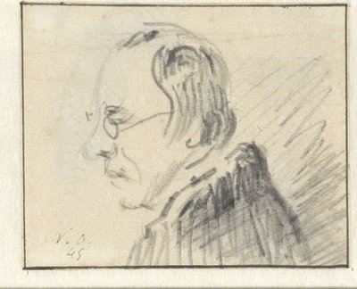 Profil eines Mannes mit Brille, nach links von Georgius Jacobus Johannes van Os