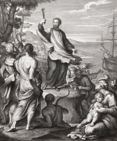 Der heilige Franz Xaver predigt von Gerard (after) Edelinck