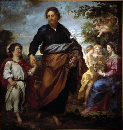 St. Joseph und Jesus, im Hintergrund die Jungfrau von Gerard Seghers