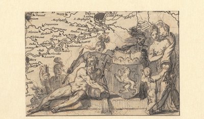 Entwurf für ein Vignette mit dem Wappen von Brabant von Gerard de Lairesse
