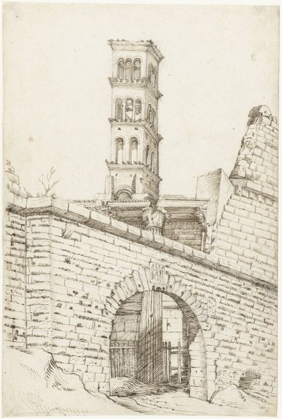 Tempel des Mars Ultor und der Pantanibogen im Forum des Augustus und der Turm von San Basilio von Gerard ter Borch (I)