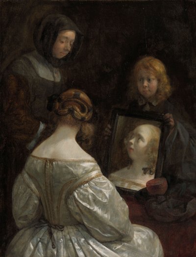 Frau vor einem Spiegel von Gerard ter Borch