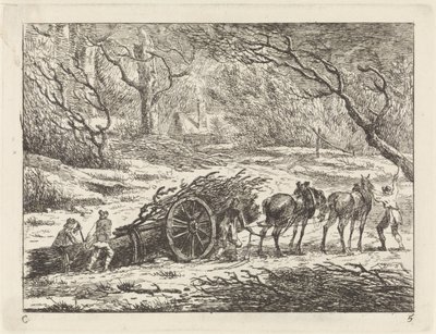 Landschaft mit einem von zwei Pferden gezogenen Wagen von Gerard van Nijmegen