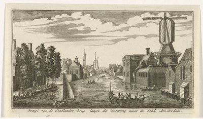 Ansicht entlang der Wetering auf Amsterdam von Gerardus Condet