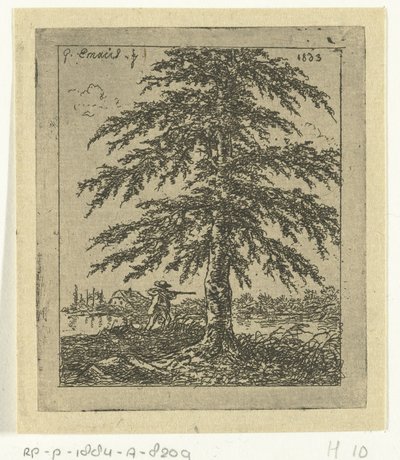 Landschaft mit Buche und Jäger von Gerardus Emaus de Micault