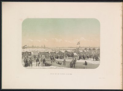 Eisvergnügen auf der Maas in Rotterdam, gesehen vom Bollwerk, 1855 von Gerardus Johannes Bos