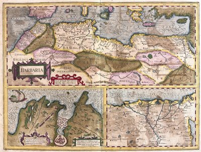 Nordafrika mit Belagerung von Tunis und Nildelta (Stich) von Gerardus Mercator