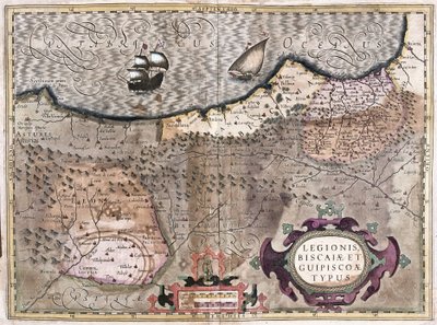 Oviedo, Burgos, Bilbao, Bayonne (Asturien), Spanien (Gravur) von Gerardus Mercator