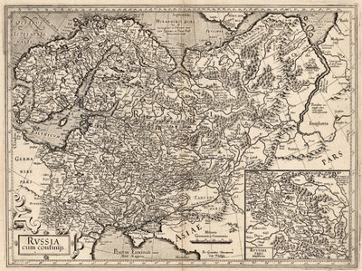 Russland mit Grenzen. Karte von Russland, 1587 von Gerardus Mercator